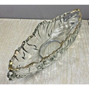 Vintage Jeannette Glass 15" Banana Boat-Gondola Pattern Clear Fruit Bowl